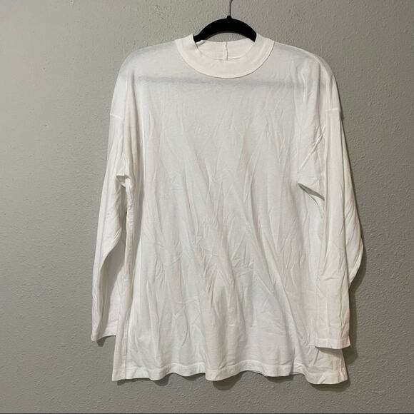 Free People White Mock Neck Long Sleeve Tee Shirt XS Oversized Casual Coastal - Picture 1 of 5